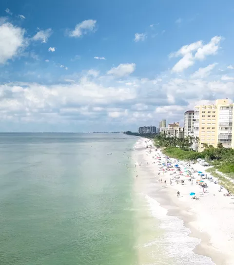 Aerial view of Vanderbilt beach coastline