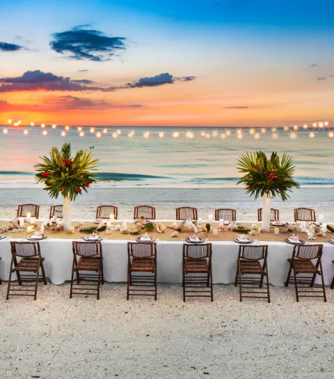 Wedding dinner on the beach at the Hilton Marco Is