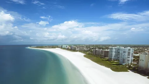 Aerial shot of the coastline at Marco Island.