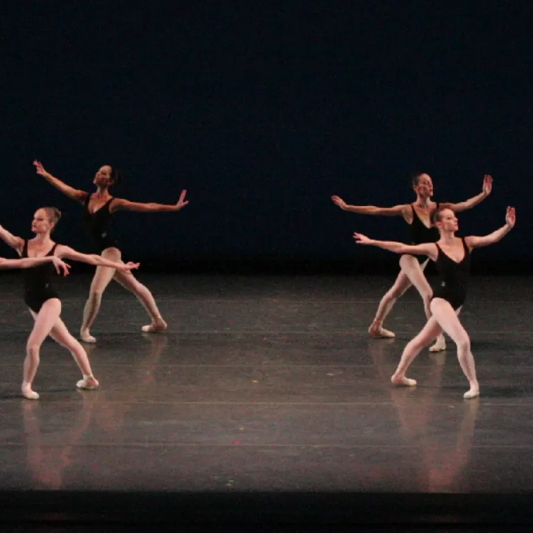 Miami City Ballet dancers in Agon. Choreography by George Balanchine © The George Balanchine Trust. Photo by Joe Gato. Photo