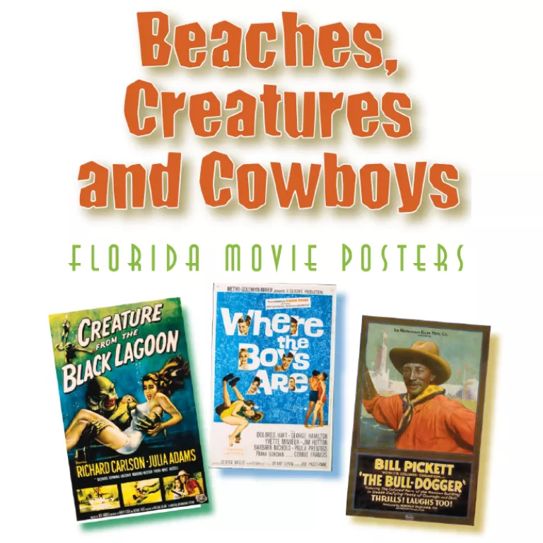 Movie posters for "Creature of the Black Lagoon," "Where the Boys Are," and "The Bull-Dogger" Photo
