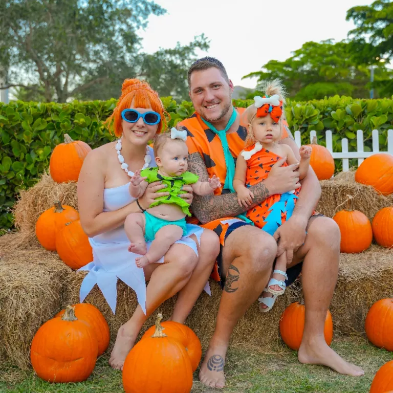 Family dressed in Halloween costume at Mercato pumpkin patch from 2023 Photo