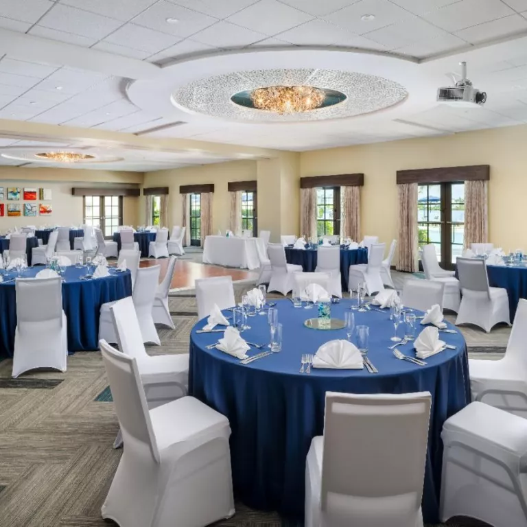 Ballroom set for wedding Photo