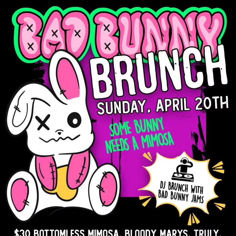 Bad Bunny Brunch graphic for Sunday, April 20 brunch service at Tap 42 in Mercato Photo