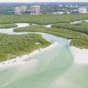 Aerial view of Clam Pass Beach Park in Naples Flor