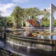 An image of a fountain at Naples Botanical Gardens