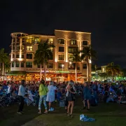 a group of guests dancing at a Mercato Nights Music Series concert Photo