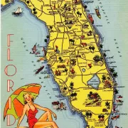 Yellow map of Florida Photo