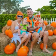 Family dressed in Halloween costume at Mercato pumpkin patch from 2023 Photo