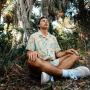 Forest bathing includes a guided meditation in a nature space Photo