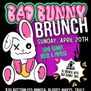 Bad Bunny Brunch graphic for Sunday, April 20 brunch service at Tap 42 in Mercato Photo