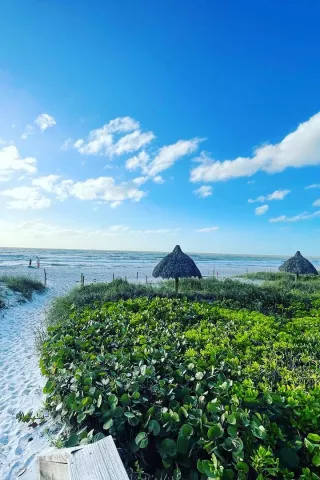 A sandy path leads to beachfront Lowdermilk Park i