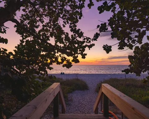 Outline of Naples Pier at Sunset