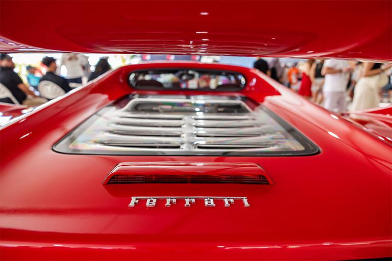closeup up of ferrari emblem